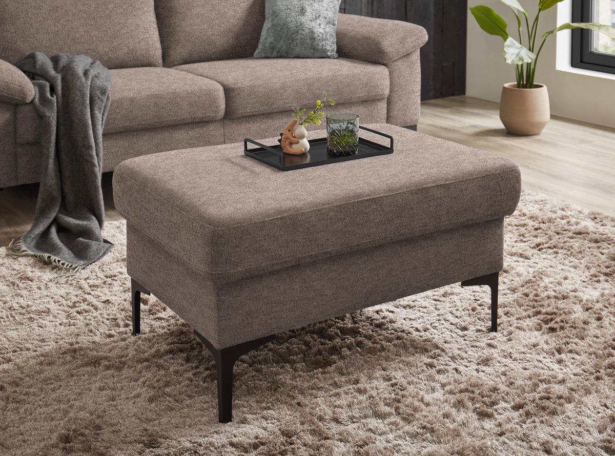 2,5-SITZER in Flachgewebe Taupe  - Taupe/Schwarz, Design, Textil/Metall (206/86/97cm) - Pure Home Lifestyle
