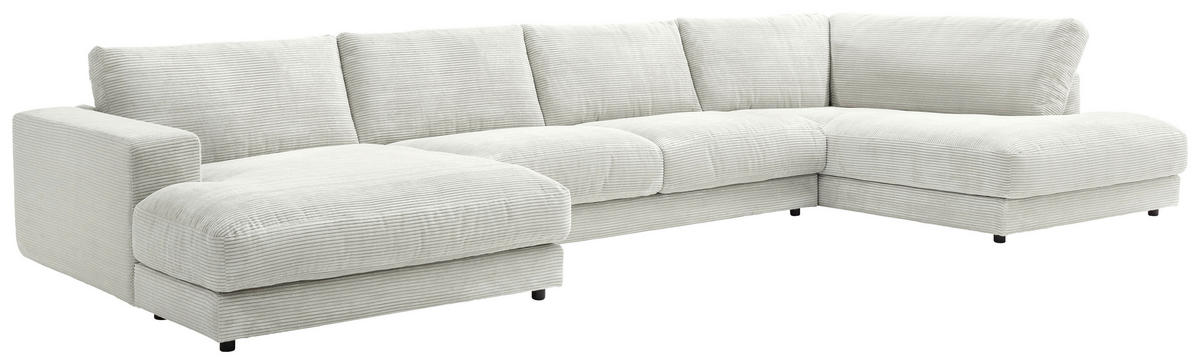 WOHNLANDSCHAFT in Cord Hellgrau  - Hellgrau/Schwarz, Design, Kunststoff/Textil (190/425/224cm) - Hom`in