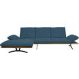ECKSOFA  in Flachgewebe Blau  159/314 cm  - Blau/Schwarz, Design, Holz/Textil (159/314cm) - Dieter Knoll
