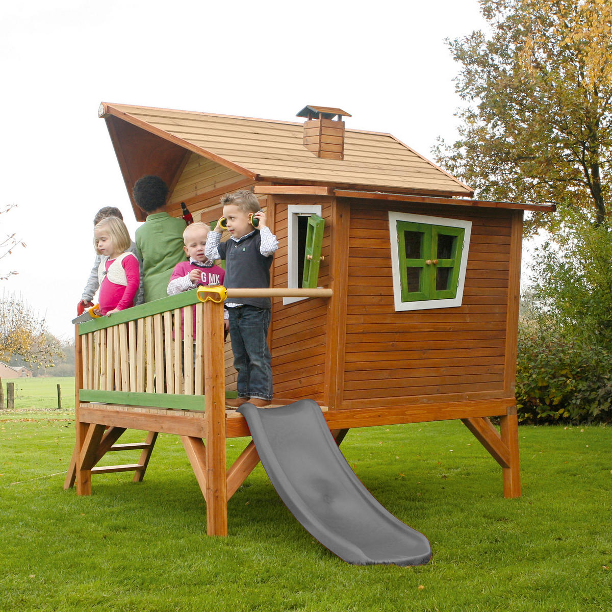 SPIELHAUS 123/12,8/152 cm  - Braun/Hellgrün, KONVENTIONELL, Holz/Kunststoff (123/12,8/152cm) - Ambia Garden