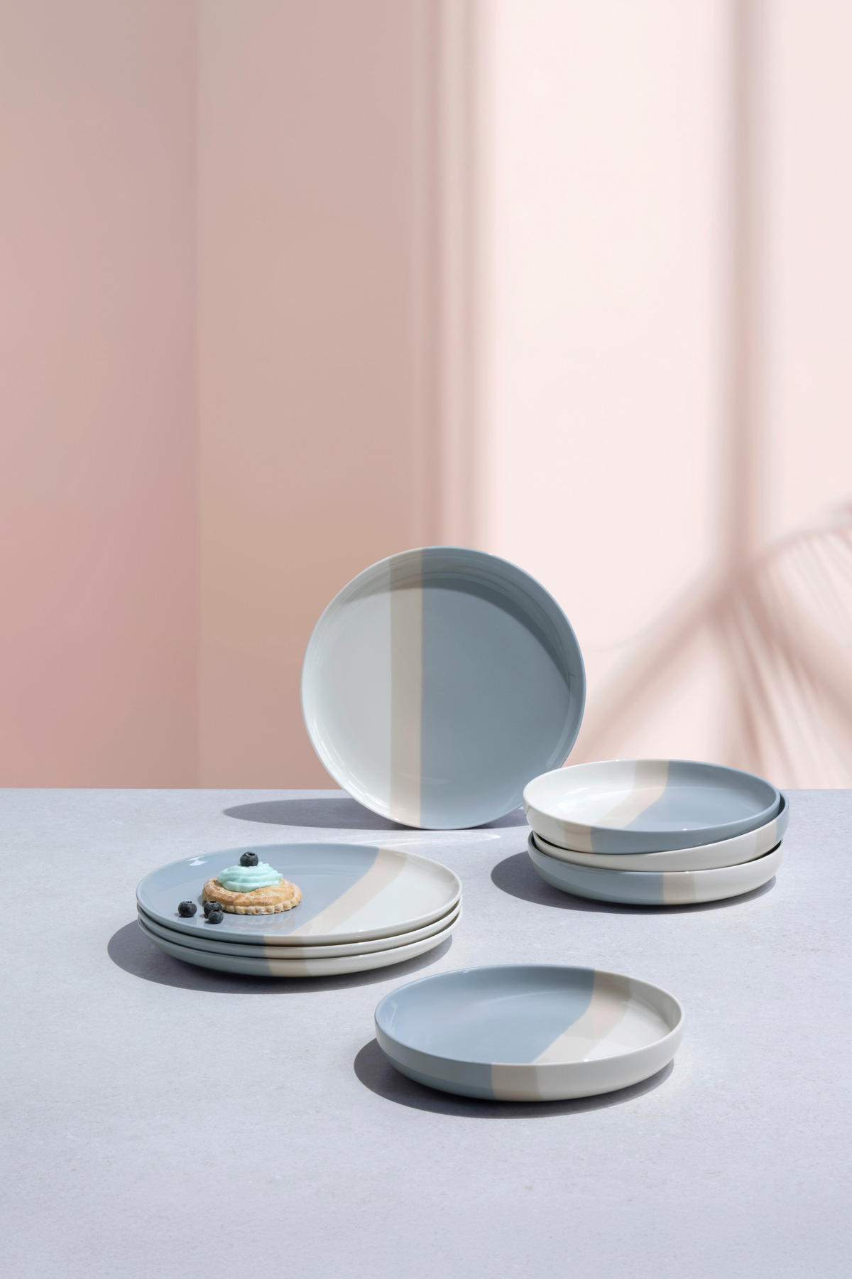 TAFELSERVICE PastelPop Blue 8-teilig  - Pastellblau/Beige, Basics, Keramik - Villeroy & Boch