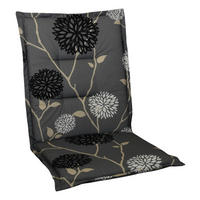 SESSELAUFLAGE in Grau, Schwarz, Weiß, Beige Blume  - Beige/Schwarz, Design, Textil (48/4/109cm)