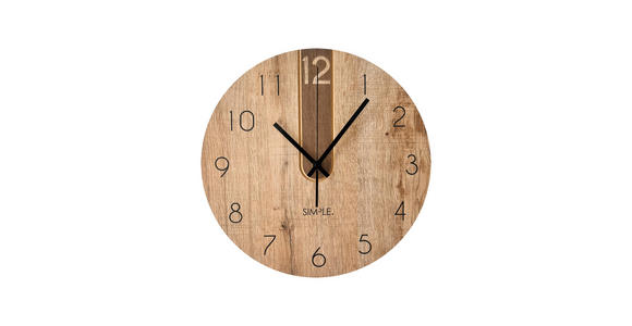 WANDUHR 36 cm - Kastanieneichefarben/Schwarz, Basics, Holzwerkstoff/Kunststoff (36cm) - Ambia Home
