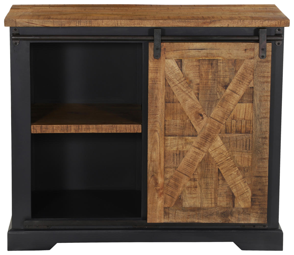 ŠIROKÁ KOMODA, mangové drevo, sivá, prírodná farba, čierna, 100/85/45 cm - čierna/sivá, Lifestyle, drevo/kompozitné drevo (100/85/45cm) - MID.YOU