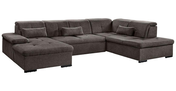 WOHNLANDSCHAFT Schwarz Chenille  - Schwarz/Grau, KONVENTIONELL, Kunststoff/Textil (240/340/188cm) - Carryhome