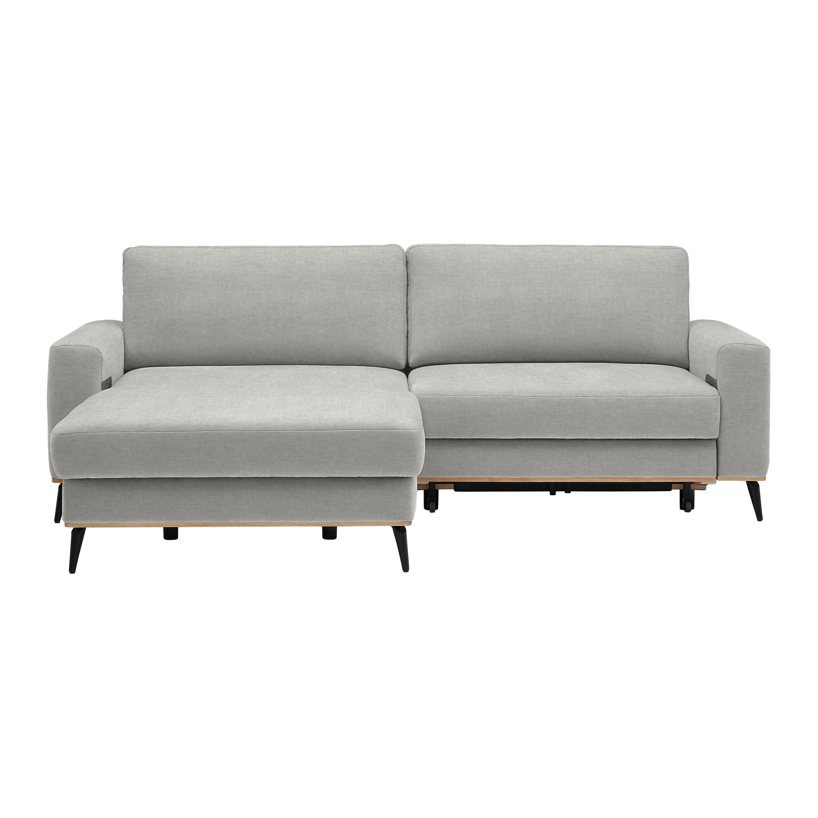 ECKSOFA in Chenille Beige  - Beige/Schwarz, Konventionell, Holz/Textil (167/234cm) - MID.YOU