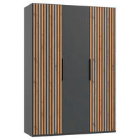 DREHTÜRENSCHRANK 150/216/58 cm,  in Graphitfarben, Eichefarben, 3-türig  - Eichefarben/Graphitfarben, MODERN, Holzwerkstoff/Metall (150/216/58cm) - MID.YOU