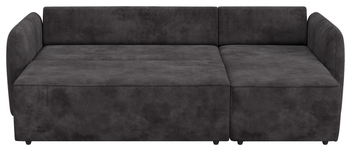 ECKSOFA Chenille Schwarz  - Schwarz, Trend, Kunststoff/Textil (239/170cm) - MID.YOU
