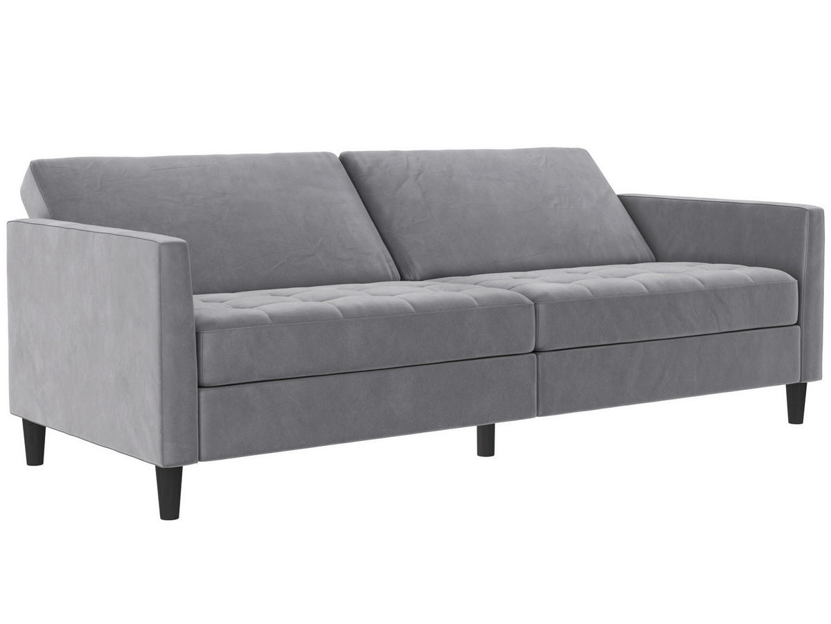 SCHLAFSOFA Velours Grau  - Schwarz/Grau, Basics, Kunststoff/Textil (207/86/86cm) - Livetastic