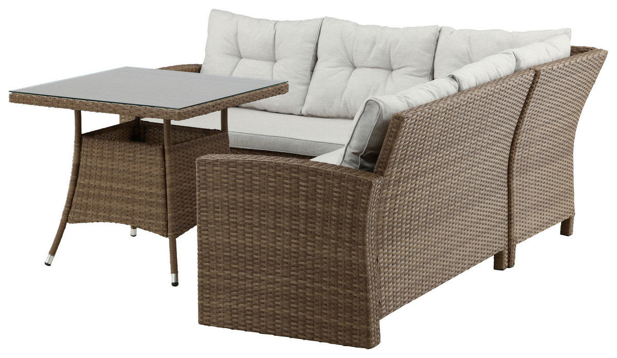 LOUNGEGARNITUR   Rattan  - Braun, KONVENTIONELL, Holz - Gardenson
