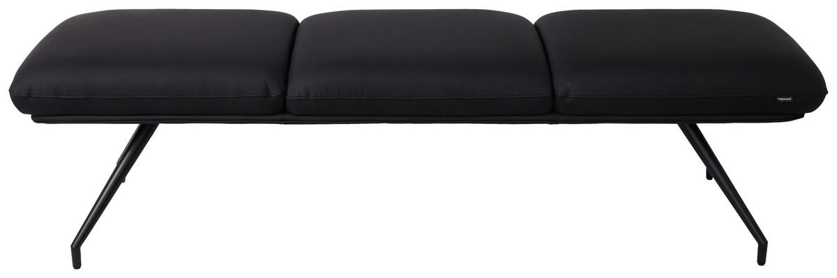 SITZBANK 200/49,5/50 cm Echtleder Schwarz  - Schwarz, Design, Leder/Metall (200/49,5/50cm) - Dieter Knoll