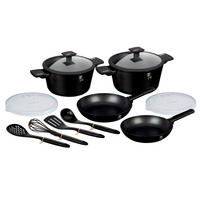 SET LONACA ZA KUHANJE  aluminij  12-dijelni   - crna, Basics, staklo/metal - Berlinger Haus
