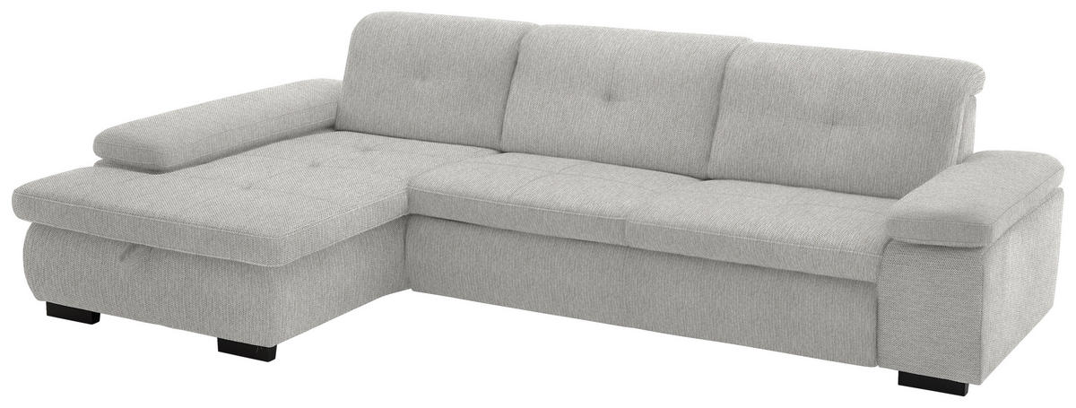 ECKSOFA in Flachgewebe Grau, Hellgrün  - Schwarz/Hellgrün, Design, Textil/Metall (174/297cm) - Beldomo Style