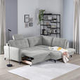 ECKSOFA in Flachgewebe, Leinenoptik Silberfarben  - Silberfarben/Schwarz, Design, Textil/Metall (208/247cm) - Xora