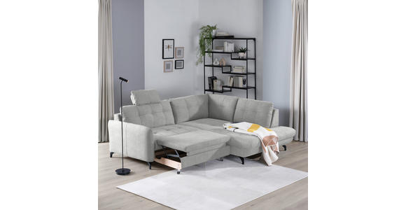 ECKSOFA in Flachgewebe, Leinenoptik Silberfarben  - Silberfarben/Schwarz, Design, Textil/Metall (208/247cm) - Xora