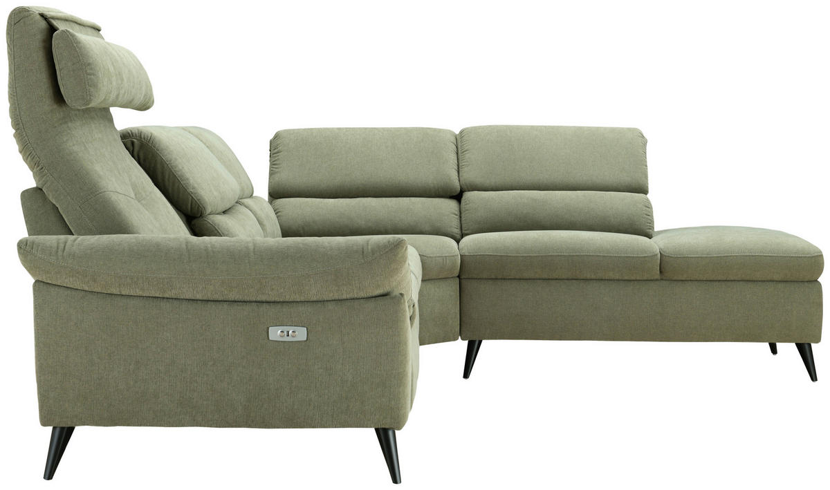 ECKSOFA Grün Leinenoptik  - Schwarz/Grün, Design, Textil/Metall (281/227cm) - Livetastic