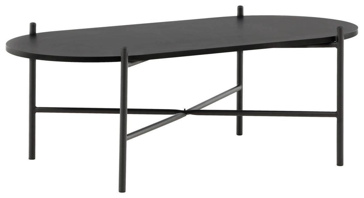 COUCHTISCH 120/60/45 cm oval Schwarz  - Schwarz, Design, Holzwerkstoff/Metall (120/60/45cm) - Livetastic