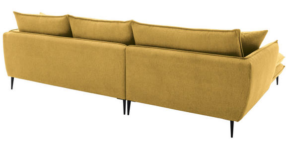 ECKSOFA  in Webstoff Currygelb  196/304 cm  - Currygelb/Schwarz, KONVENTIONELL, Textil/Metall (196/304cm) - Hom`in