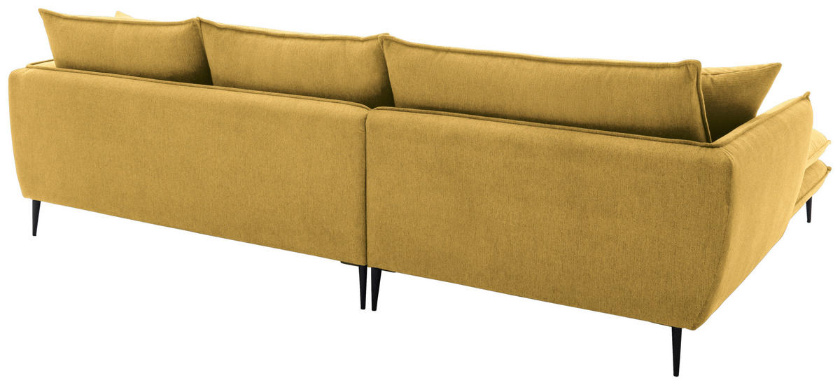 ECKSOFA Currygelb Webstoff  - Currygelb/Schwarz, KONVENTIONELL, Textil/Metall (196/304cm) - Hom`in