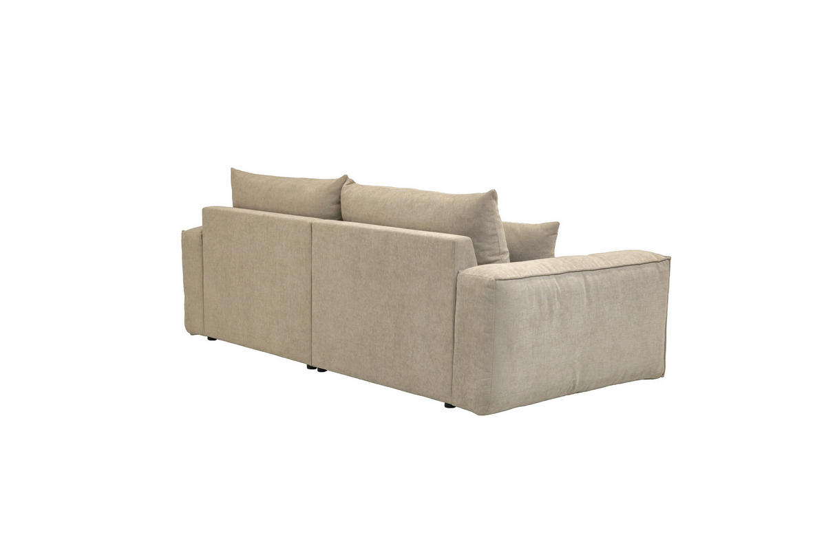 BIGSOFA Chenille Greige  - Greige/Schwarz, MODERN, Kunststoff/Textil (255/76/117cm) - Milino