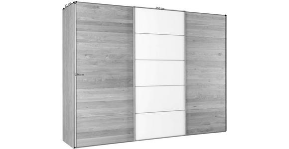 SCHWEBETÜRENSCHRANK 250/236/67 cm 3-türig  - Eichefarben/Weiß, Design, Glas/Holz (250/236/67cm) - Linea Natura