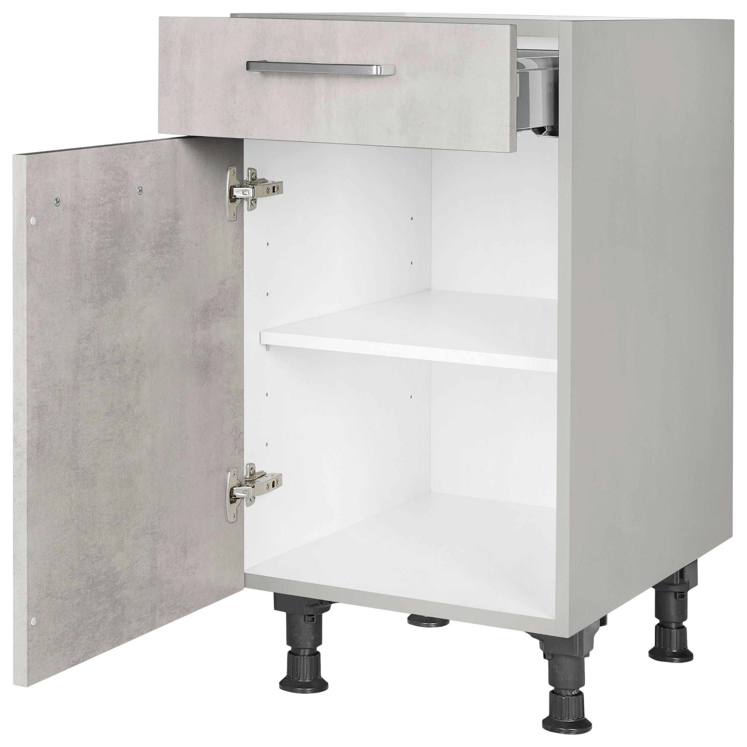 SCHUBKASTENUNTERSCHRANK 45/87/56 cm  in Hellgrau  - Edelstahlfarben/Hellgrau, MODERN, Holzwerkstoff/Metall (45/87/56cm) - Nobilia