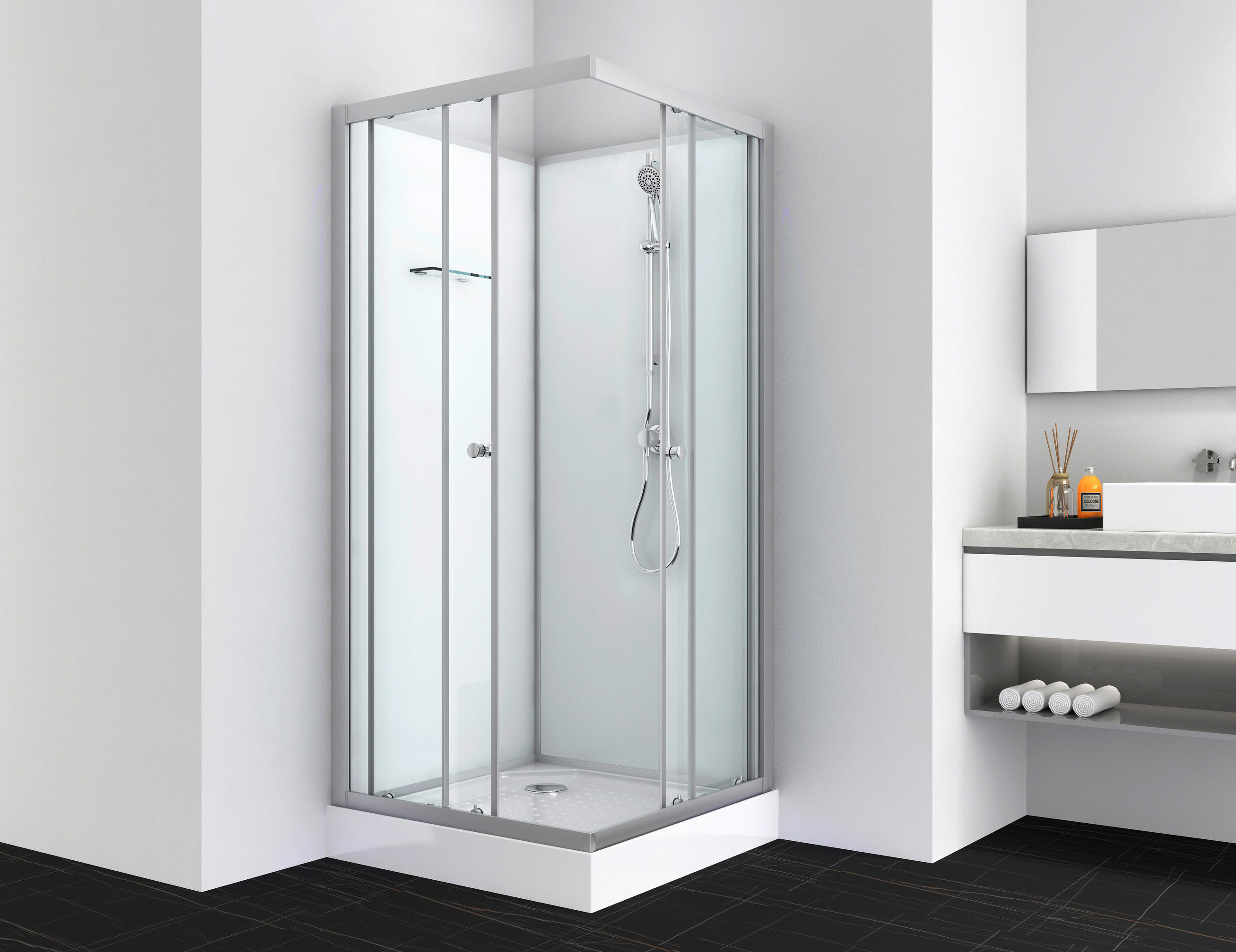 DUSCHKABINE 90/203/90 cm  in Chromfarben  - Chromfarben, MODERN, Glas (90/203/90cm)