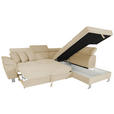 ECKSOFA inkl. Funktionen Creme Cord  - Silberfarben/Creme, Design, Textil/Metall (257/226cm) - Xora
