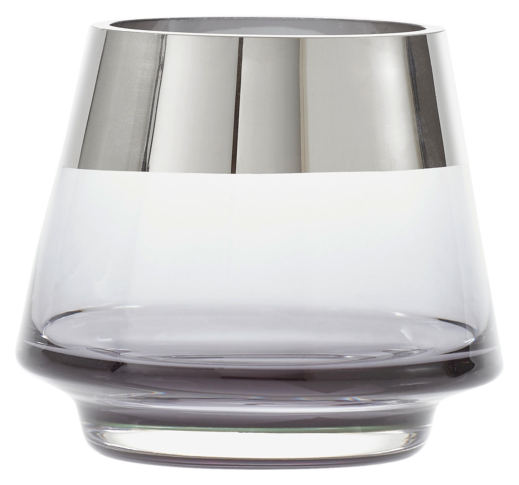 WINDLICHT Grau, Silberfarben, Chromfarben 10/9 cm  - Chromfarben/Silberfarben, LIFESTYLE, Glas (10/9cm) - Ambia Home