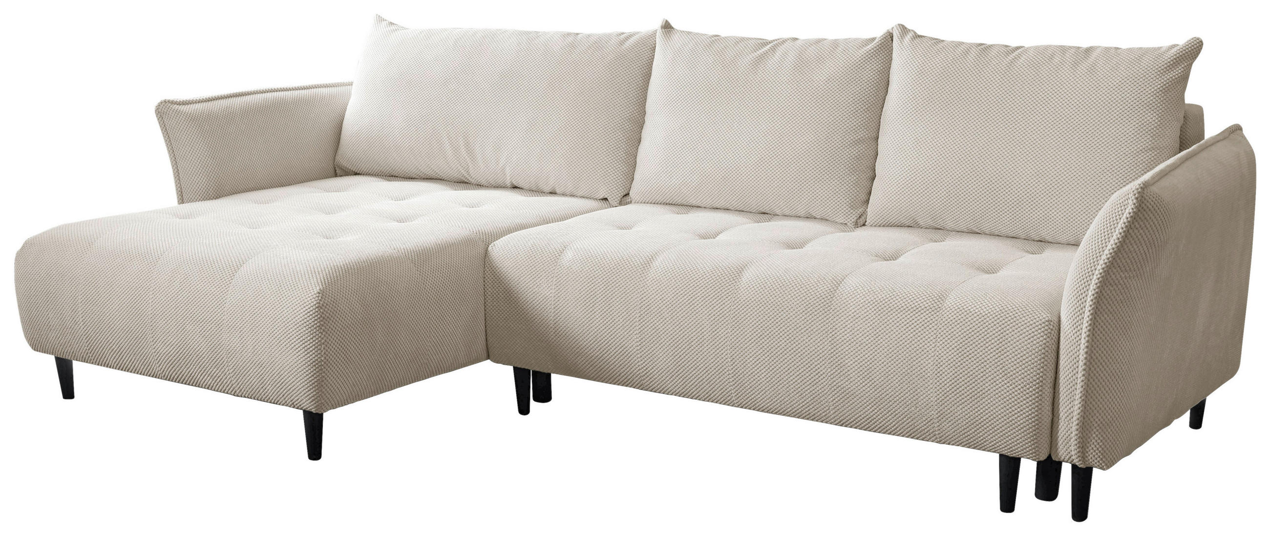 ECKSOFA MONTE CARLO Creme Struktur, Plüsch  - Creme/Schwarz, Trend, Textil (160/290cm) - MID.YOU
