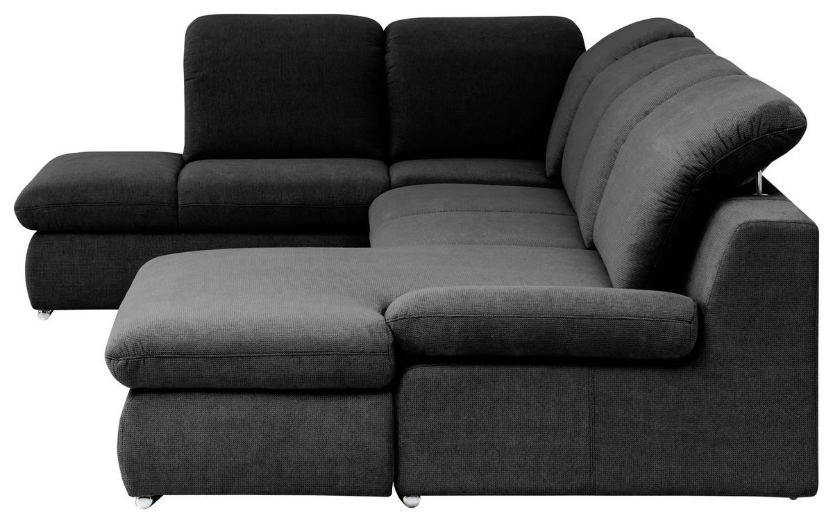 WOHNLANDSCHAFT in Chenille Schwarz  - Chromfarben/Schwarz, Design, Textil/Metall (212/353/165cm) - Livetastic