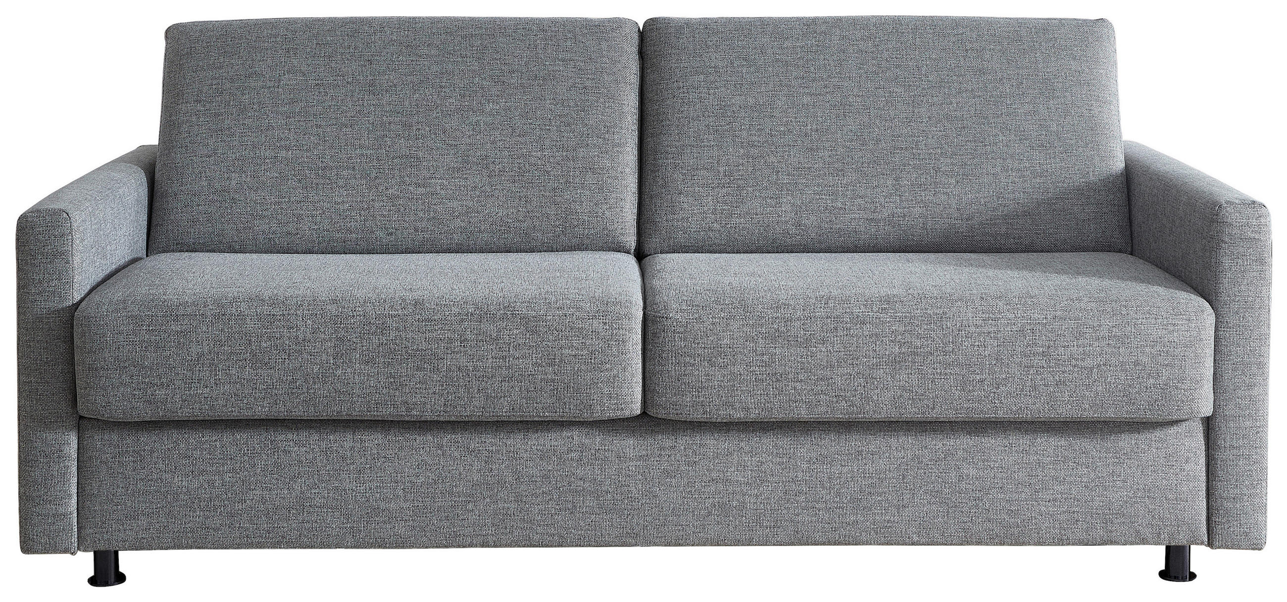 SCHLAFSOFA Flachgewebe Grau Fussart wählbar, Stoffauswahl, Armteilvarianten, Rücken echt  - Schwarz/Grau, Konventionell, Textil/Metall (207/88/101cm) - Bali
