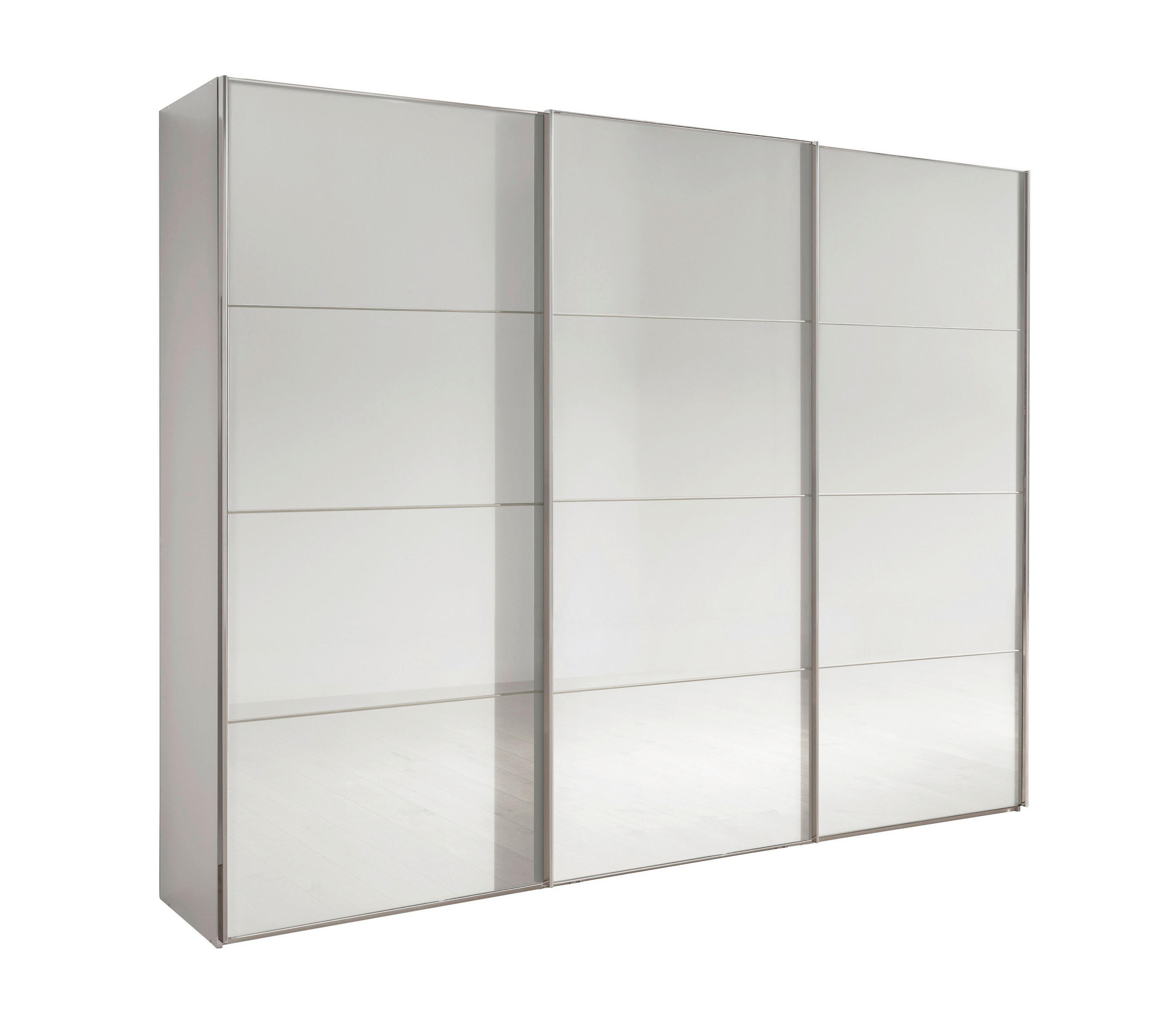 SCHWEBETÜRENSCHRANK 225/217/67 cm,  in Weiß, 3 Tür(en)  - Chromfarben/Weiß, MODERN, Glas/Holzwerkstoff (225/217/67cm) - Chameo