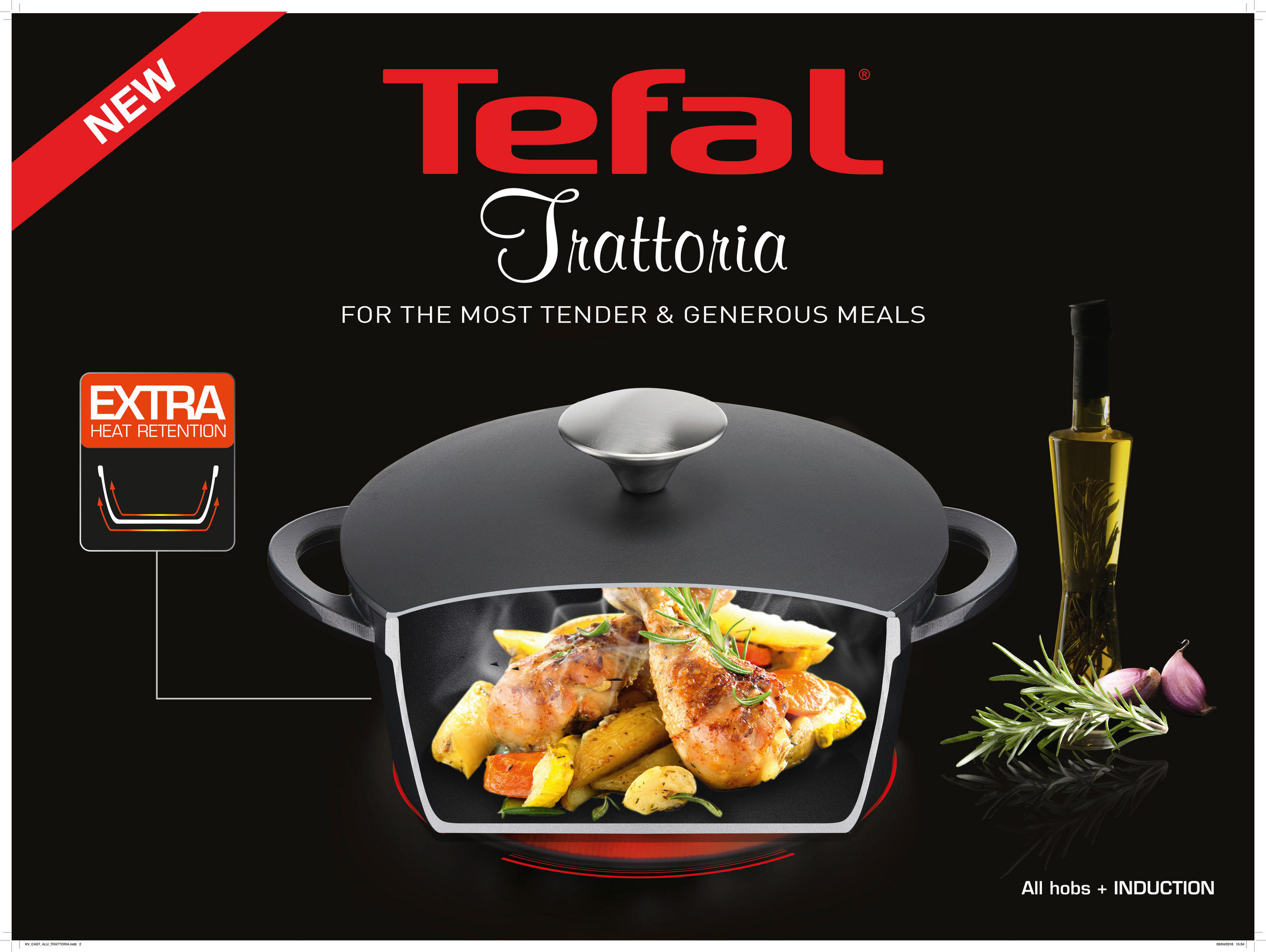 KOCHTOPF TRATTORIA 6,7 L  - Edelstahlfarben/Schwarz, Basics, Metall (34,5/30/14,5cm) - Tefal