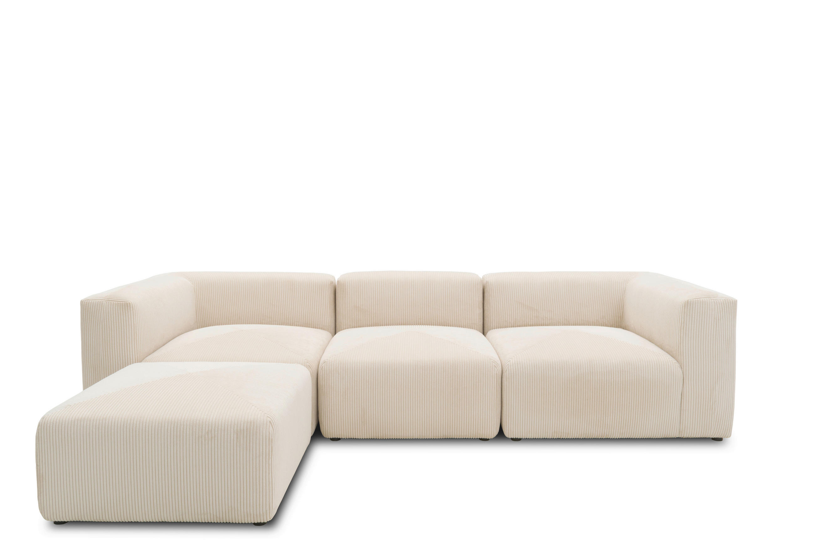 ECKSOFA Creme Cord, Mikrofaser  - Creme/Schwarz, Design, Kunststoff/Textil (301/69/193cm) - MID.YOU