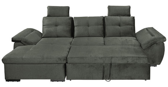 ECKSOFA  in Mikrovelours Dunkelgrün  - Dunkelgrün/Schwarz, KONVENTIONELL, Kunststoff/Textil (170/275cm) - Carryhome