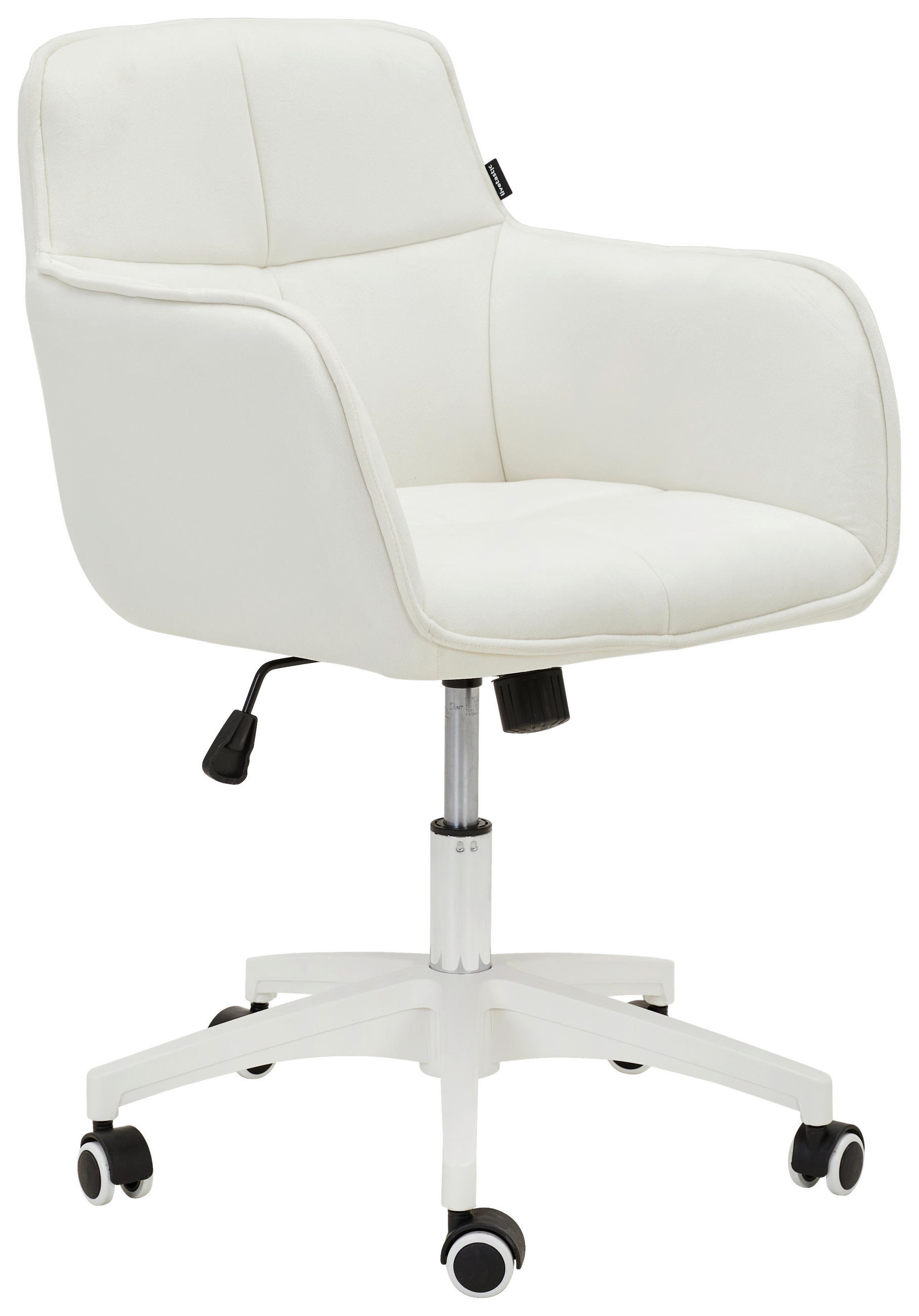 DREHSTUHL Samt Creme, Weiß  - Creme/Weiß, MODERN, Kunststoff/Textil (60/80-90/62cm) - Livetastic