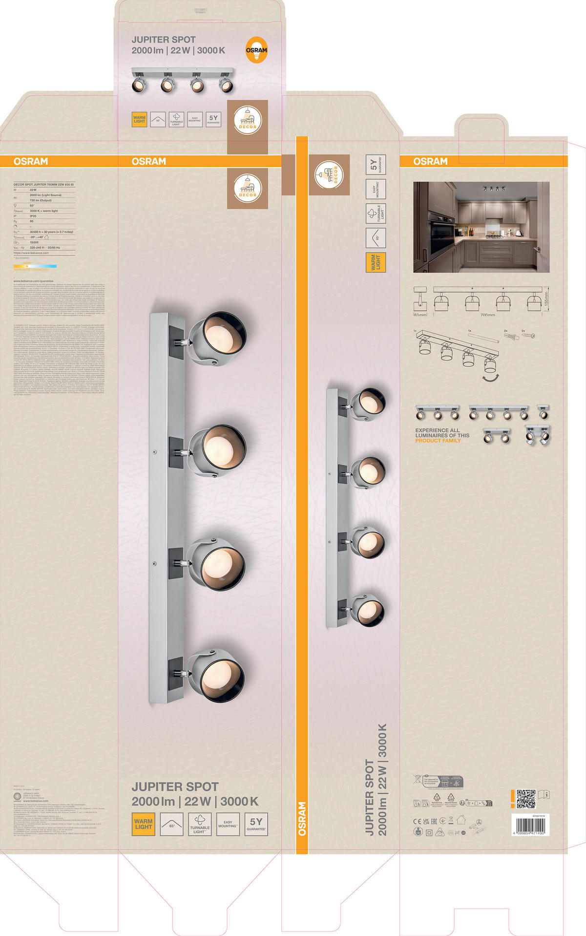 LED-STRAHLER 70/8,3/15 cm   - Silberfarben, Design, Kunststoff/Metall (70/8,3/15cm) - Osram