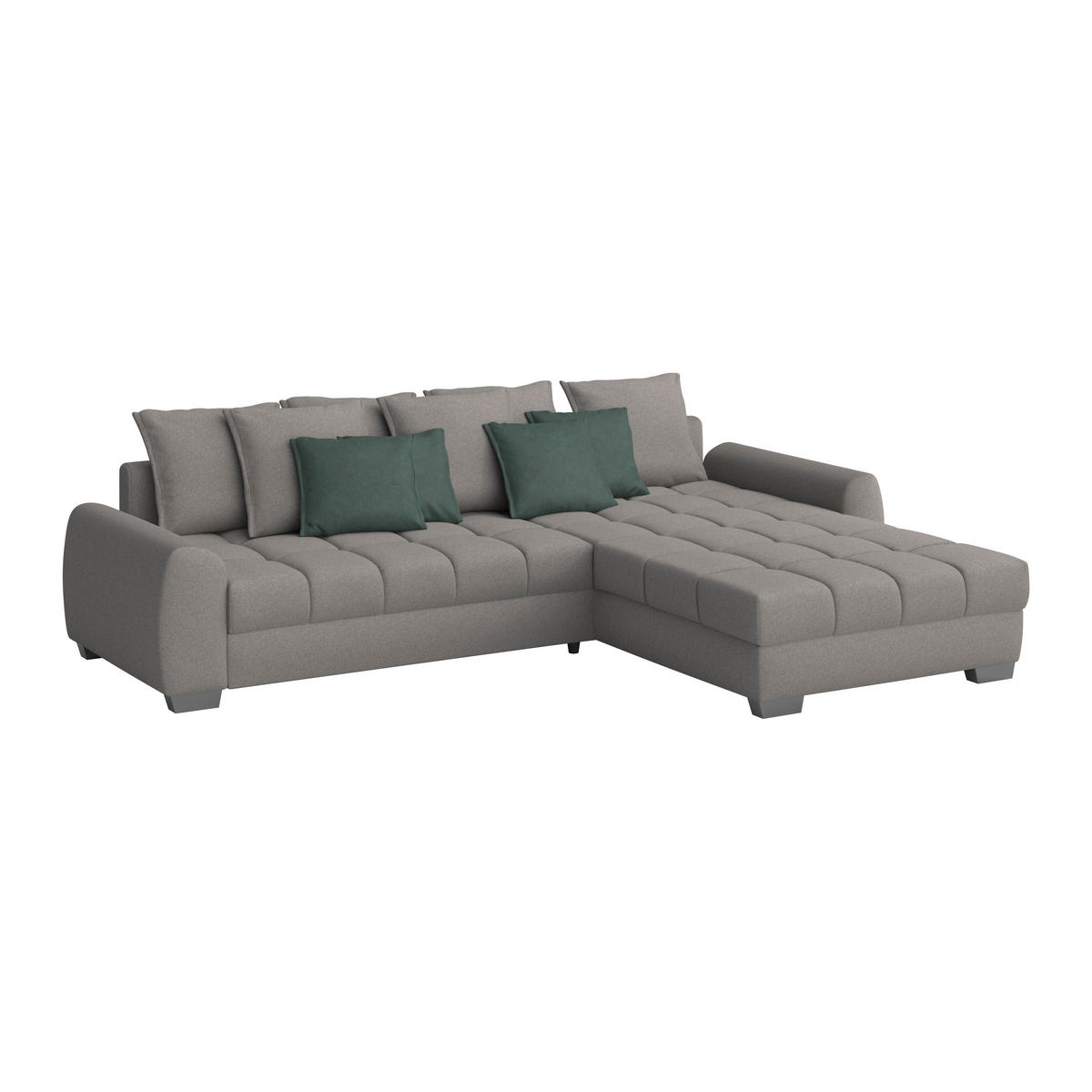 ECKSOFA in Mikrofaser Hellgrau  - Chromfarben/Petrol, Design, Kunststoff/Textil (320/226cm) - Carryhome