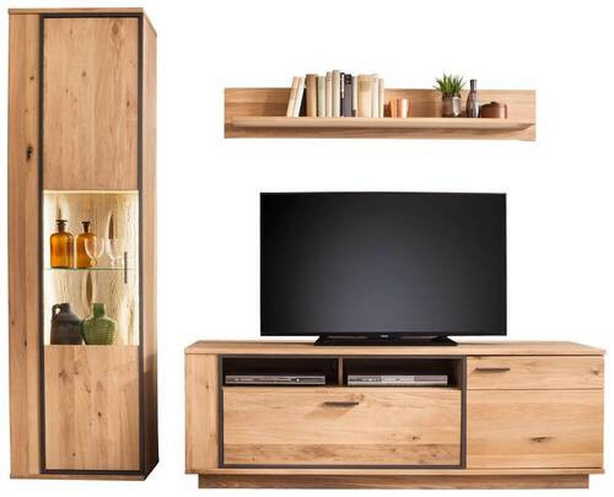 WOHNWAND  in Anthrazit, Eichefarben 250/209/50 cm  - Eichefarben/Anthrazit, Konventionell, Glas/Holz (250/209/50cm) - Landscape