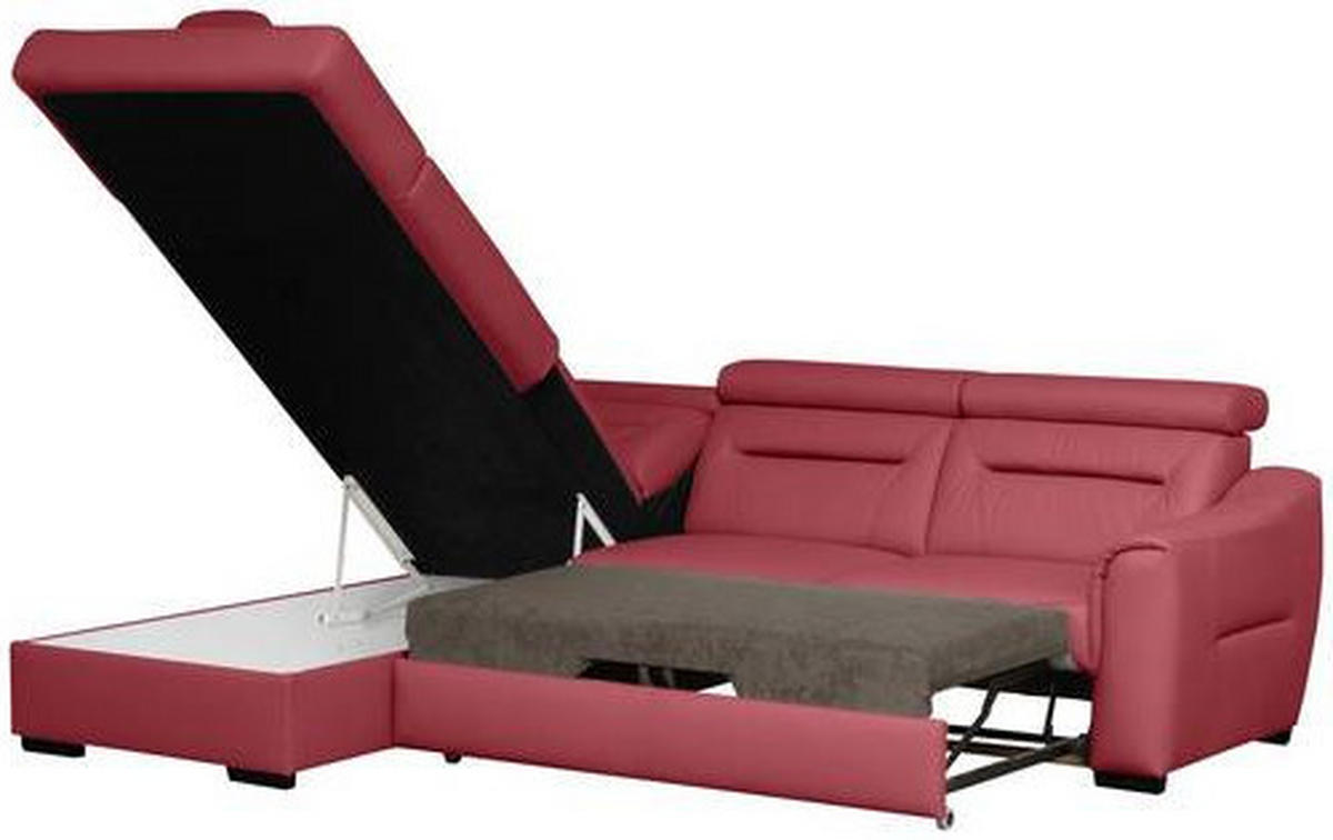 ECKSOFA  in Lederlook Echtleder Rot  - Wengefarben/Rot, Design, Leder/Holz (212/260cm) - Celina Home
