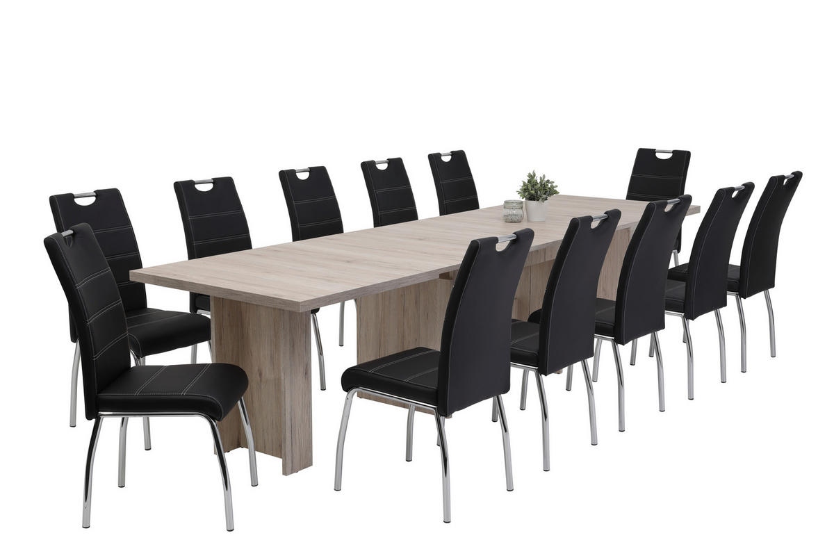 STUHL-SET 4 Stück  in Stahl Lederlook Metall, Textil  - Chromfarben/Schwarz, MODERN, Textil/Metall (44/98/61cm) - MID.YOU