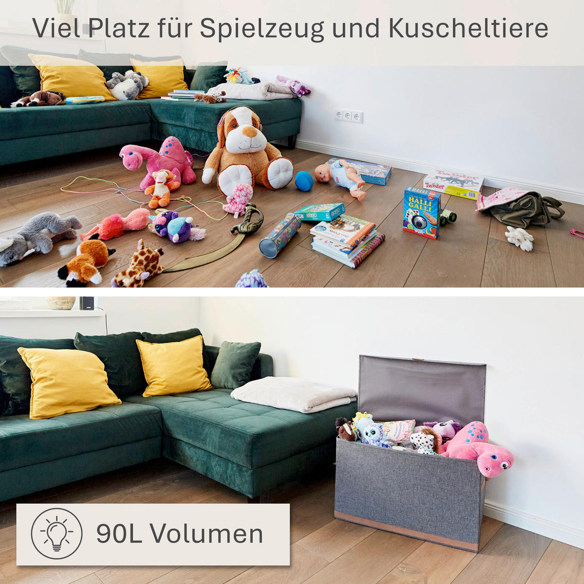 TRUHE - Grau, Basics, Holzwerkstoff/Textil (62/37,5/39cm) - Store It