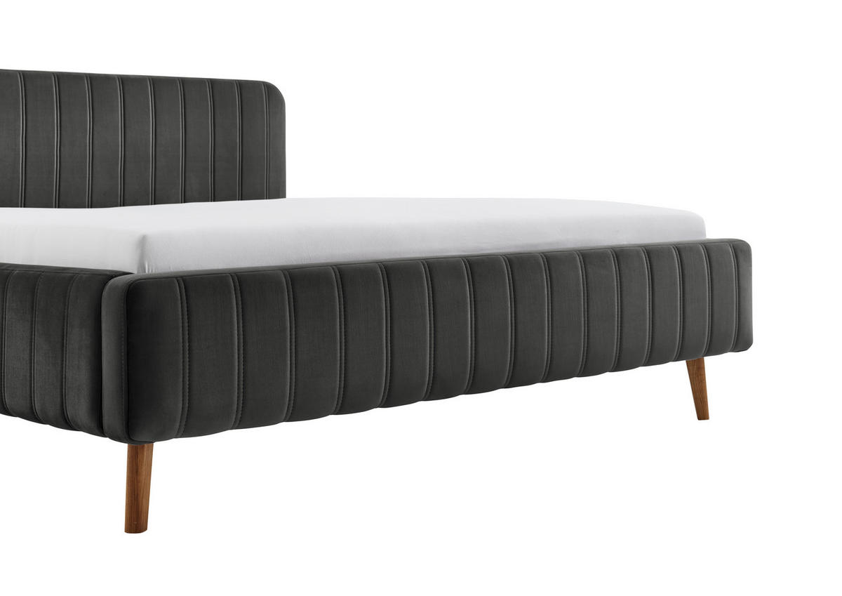 POLSTERBETT 180/200 cm,  in Anthrazit,  - Eichefarben/Anthrazit, MODERN, Holz/Textil (180/200cm) - Xora