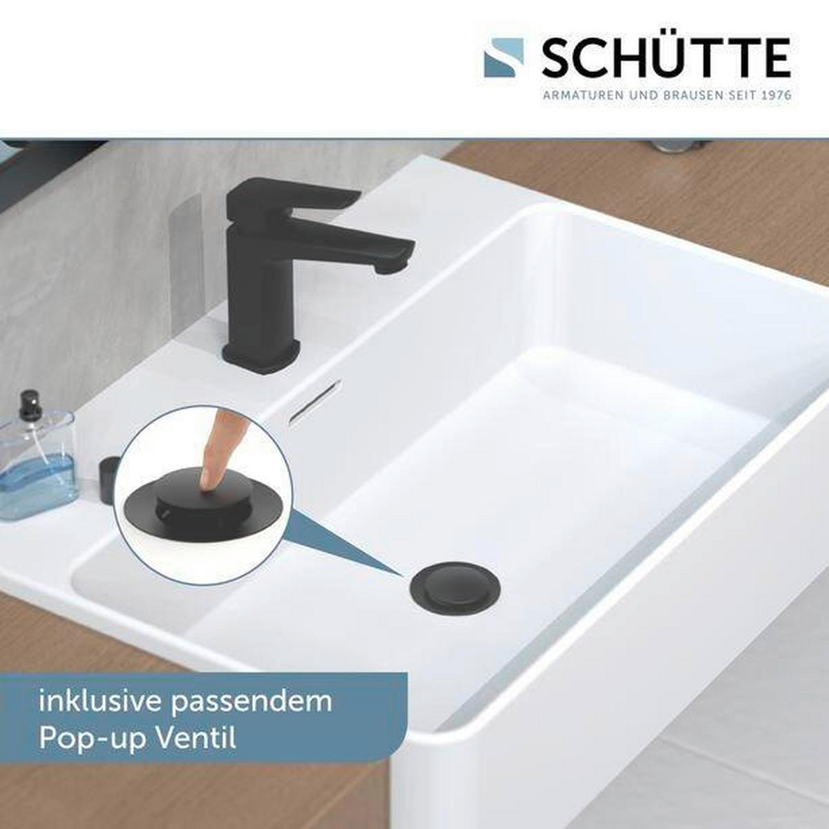 WASCHTISCHARMATUR 34016  - Schwarz, Basics, Metall (9/16,3/15,7cm) - Schütte