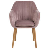 ARMLEHNSTUHL  in Samt  - Eichefarben/Rosa, Design, Holz/Textil (57/83/61cm) - Ambia Home