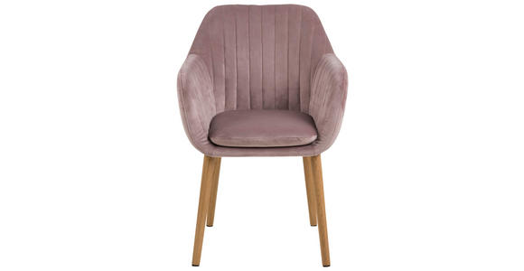 ARMLEHNSTUHL   Samt  - Eichefarben/Rosa, Design, Holz/Textil (57/83/61cm) - Ambia Home