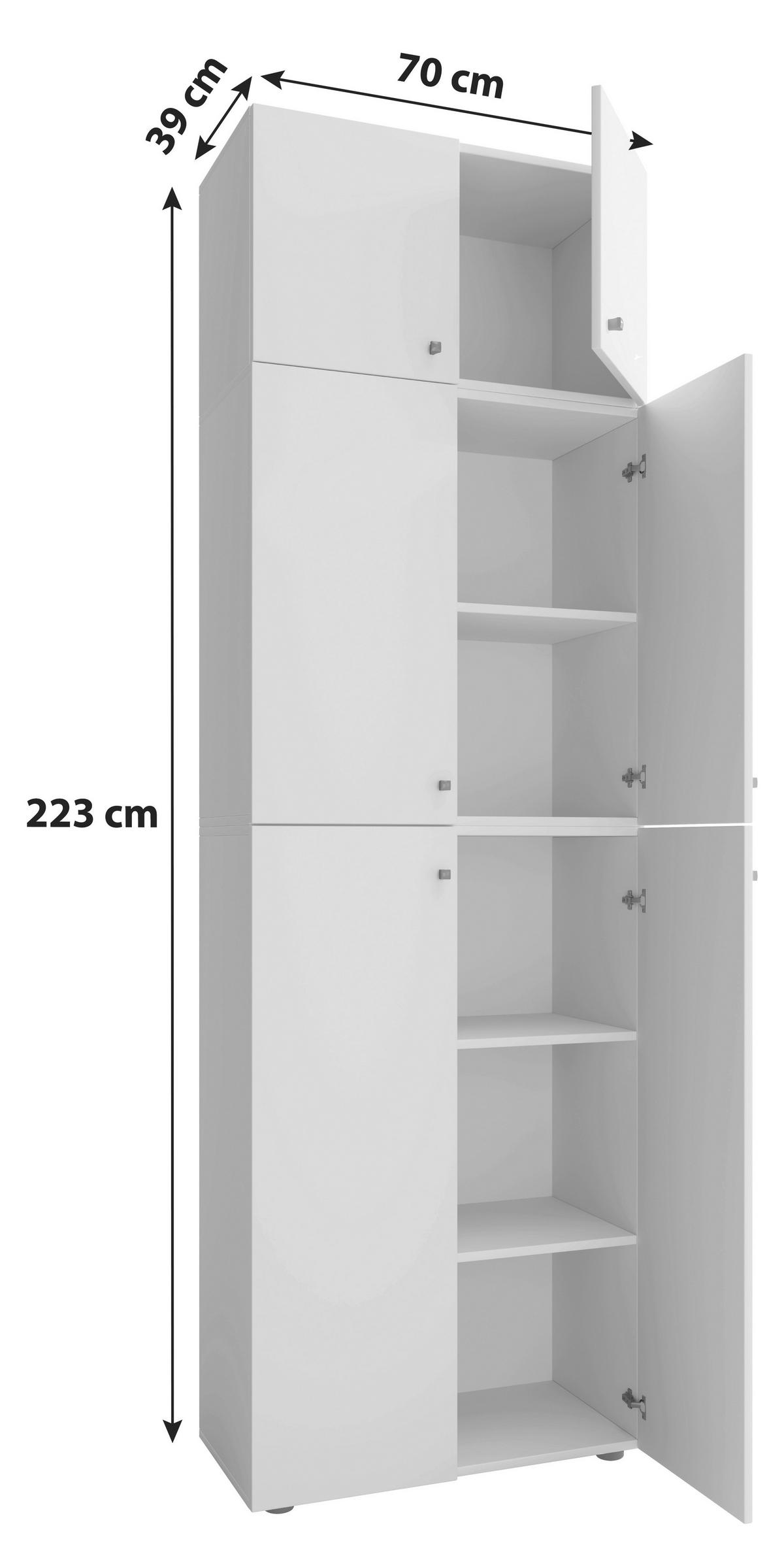 SKOSKÅP 70/223/39 cm  - vit/grå, Klassisk, trämaterial/plast (70/223/39cm) - MID.YOU