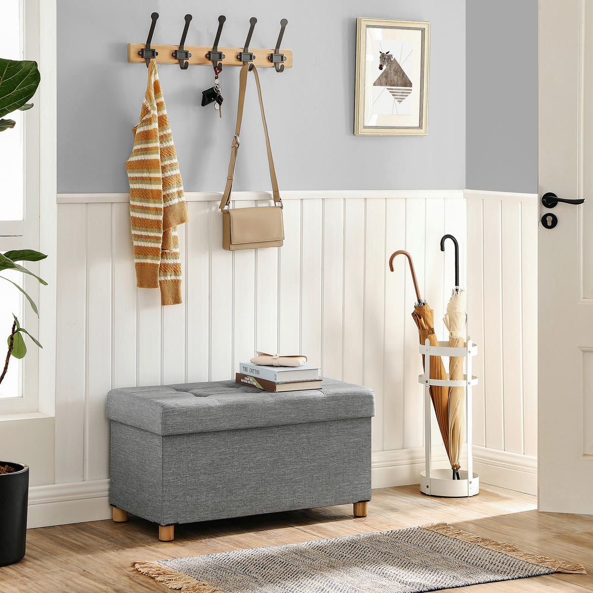 SITZBOX  - Naturfarben/Grau, Basics, Holz/Textil (76/40/38cm)