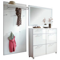 GARDEROBE 3-teilig  in 210/195/31 cm  - Weiß, Design, Glas/Holzwerkstoff (210/195/31cm)